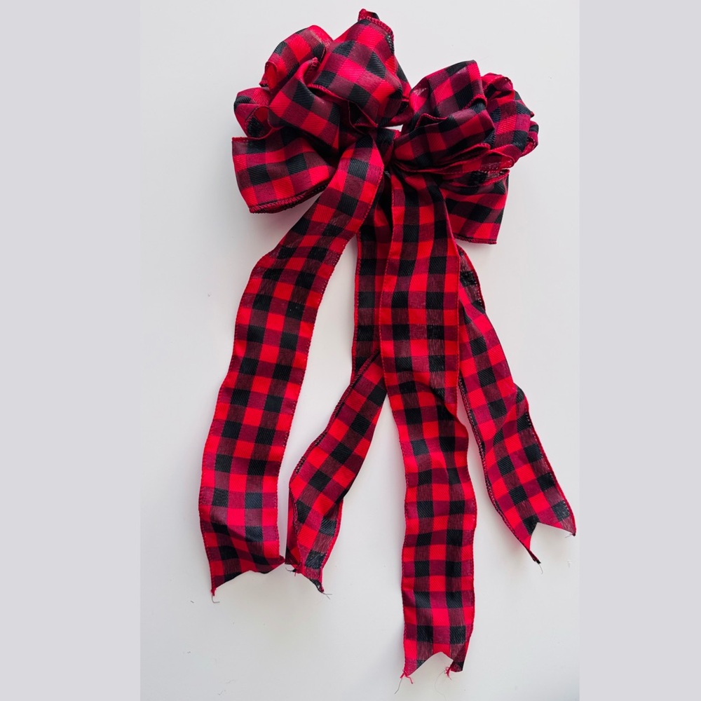 21” Buffalo Check Rustic Plaid Red & Black Craft Bow